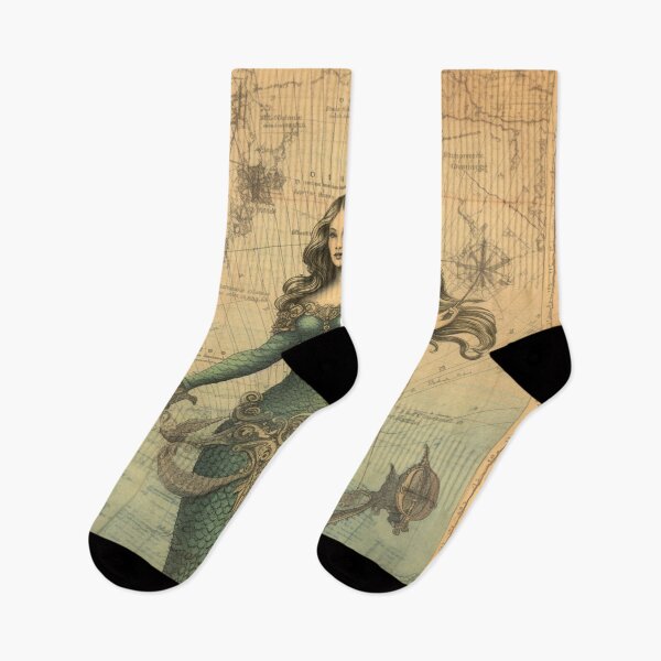 Item preview, Mermaid On Vintage Map designed and sold by Tetsuya-Yui.
