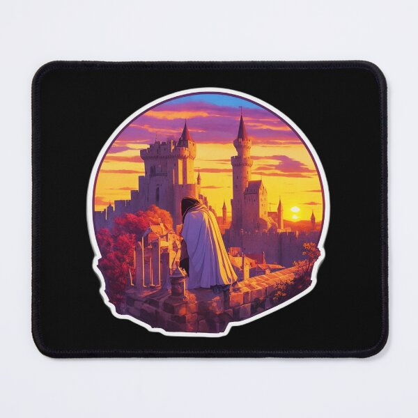 Item preview, Old Traveler Watching Sunset over Medieval Castle designed and sold by Ridiculam Toga.