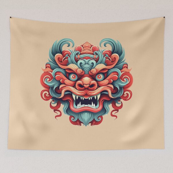 Item preview, Chinese Lion Dance Face Mask designed and sold by Myra365Art.