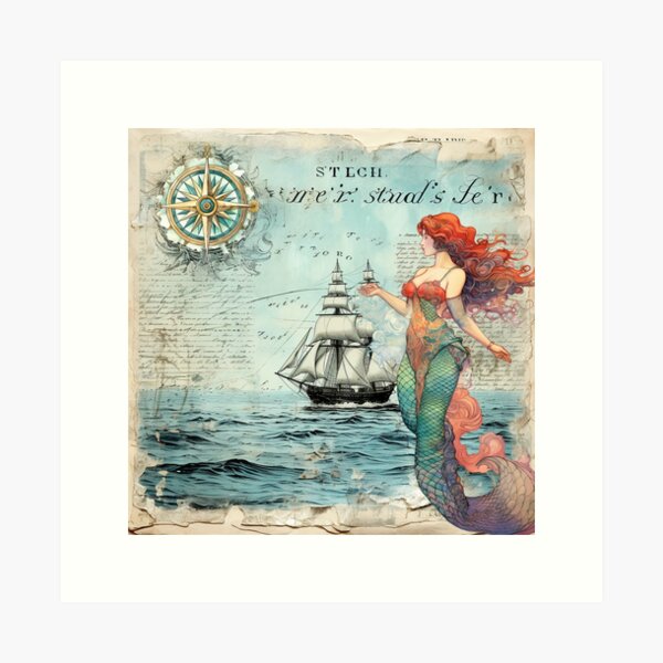 Item preview, Vintage Mermaid Nautical designed and sold by Tetsuya-Yui.