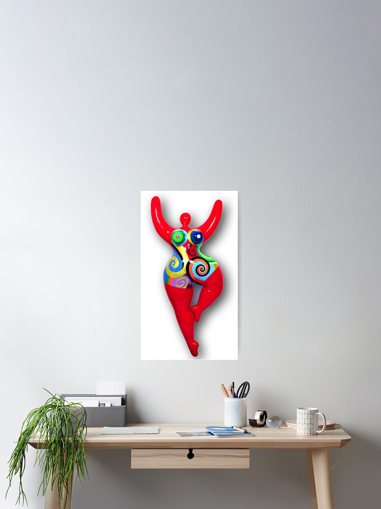 Thumbnail 2 von 3, Poster, red Nana spirals, copyright by Biriney - tribute to Niki de Saint Phalle rot-spiralmuster-joass050619 designt und verkauft von Biriney.