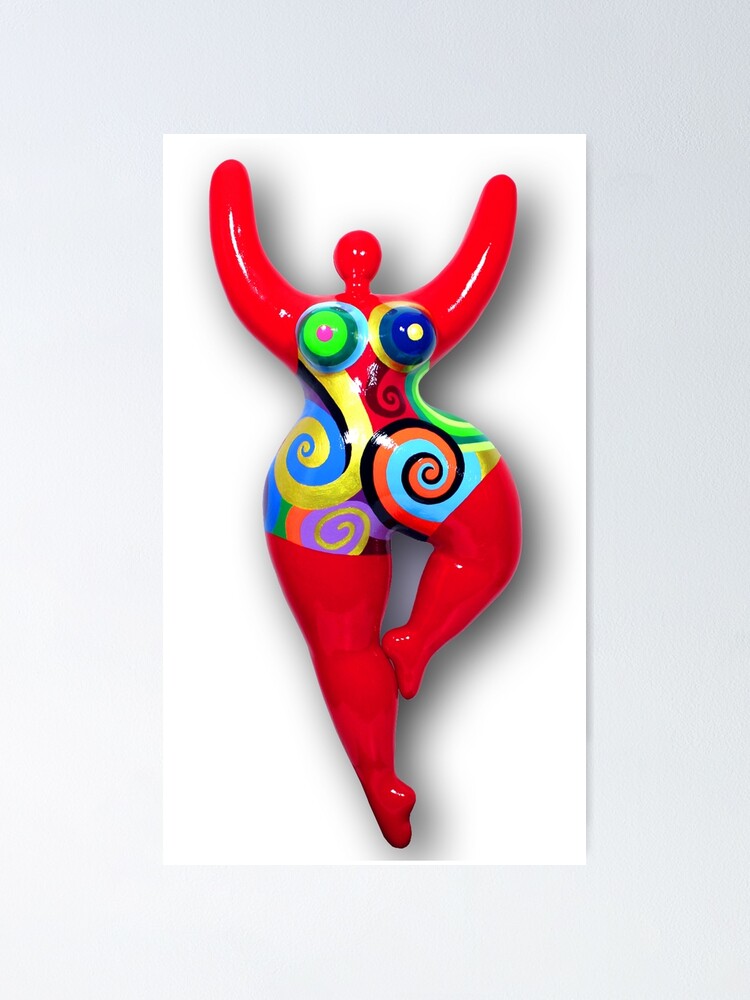 Thumbnail 1 von 3, Poster, red Nana spirals, copyright by Biriney - tribute to Niki de Saint Phalle rot-spiralmuster-joass050619 designt und verkauft von Biriney.