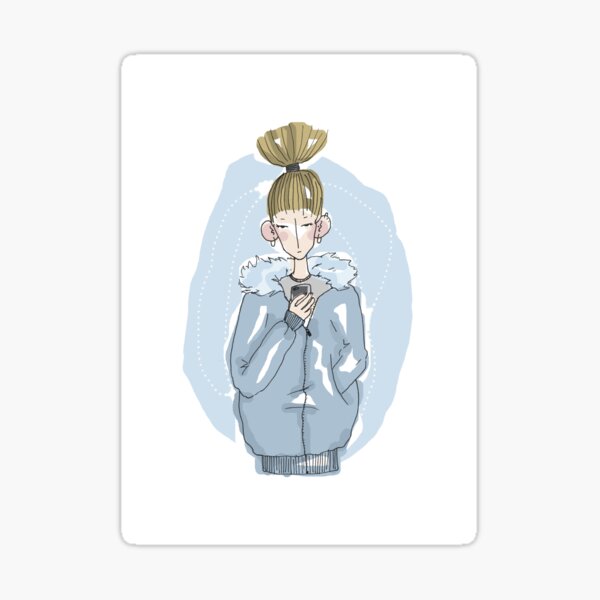 Moody Phone Girl Sticker