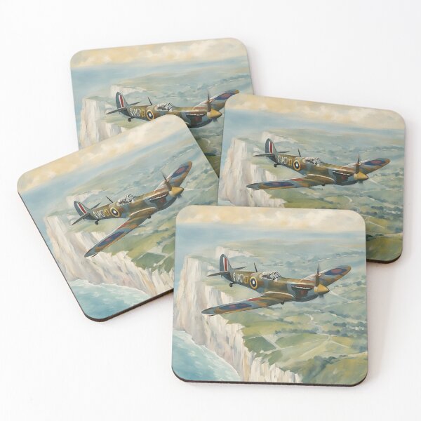 Item preview, Spitfire Fighter Aircraft WWII Over White Cliffs designed and sold by Ameiva-Apparel.