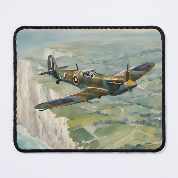 Item preview, Spitfire Fighter Aircraft WWII Over White Cliffs designed and sold by Ameiva-Apparel.