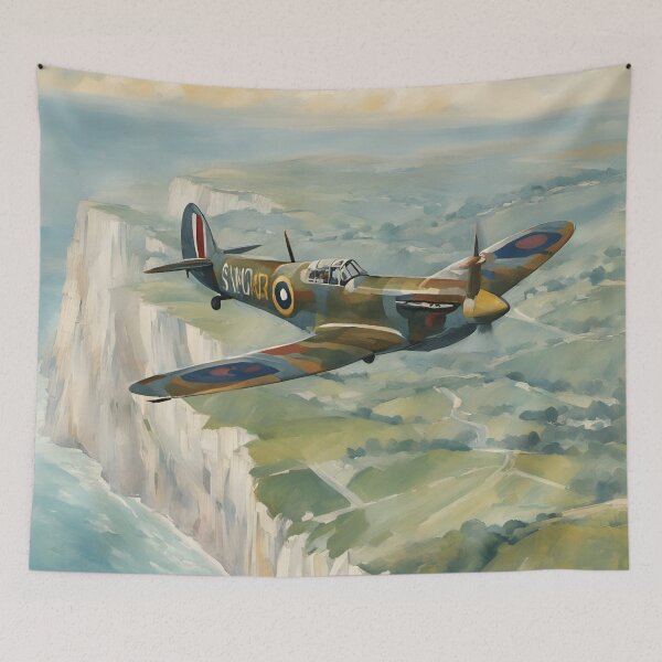 Item preview, Spitfire Fighter Aircraft WWII Over White Cliffs designed and sold by Ameiva-Apparel.