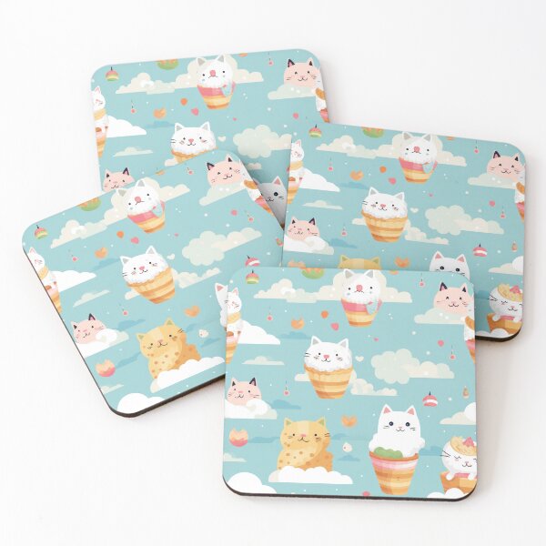 Item preview, seamless pattern cat and ice cream and cloud designed and sold by doctordesign.