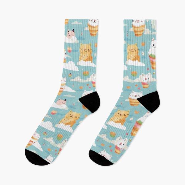 Item preview, seamless pattern cat and ice cream and cloud designed and sold by doctordesign.