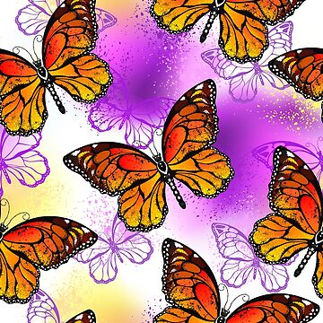 Seamless pattern with orange butterflies Poster for Sale by Blackmoon9