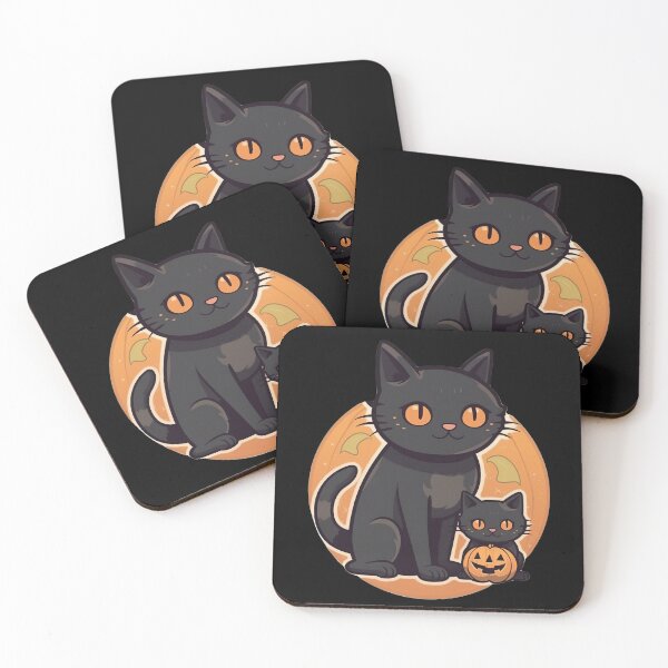 Item preview, Black Halloween Cat and Kitten designed and sold by pinkal.
