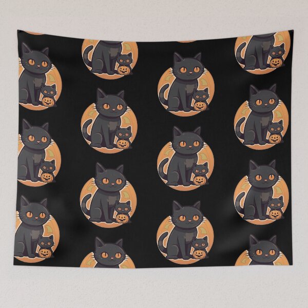 Item preview, Black Halloween Cat and Kitten designed and sold by pinkal.
