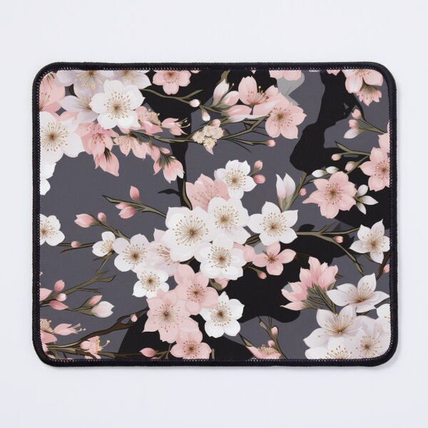 Item preview, Colorful fantasy pattern pink gray black flowers floral carpet cherry blossom Japan designed and sold by G-M-Designs.