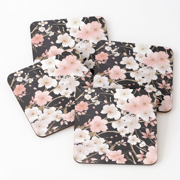 Item preview, Colorful fantasy pattern pink gray black flowers floral carpet cherry blossom Japan designed and sold by G-M-Designs.