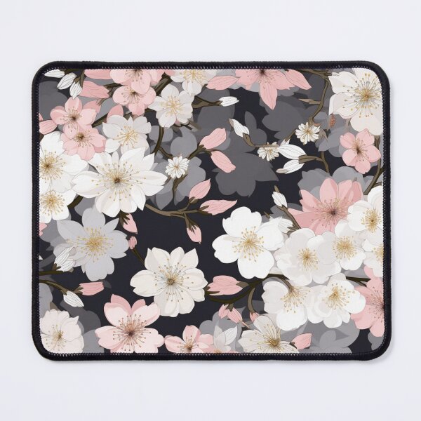 Item preview, Colorful fantasy pattern pink gray black flowers floral carpet cherry blossom Japan designed and sold by G-M-Designs.
