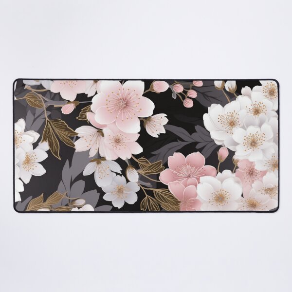 Item preview, Colorful fantasy pattern pink gray black flowers floral carpet cherry blossom Japan designed and sold by G-M-Designs.