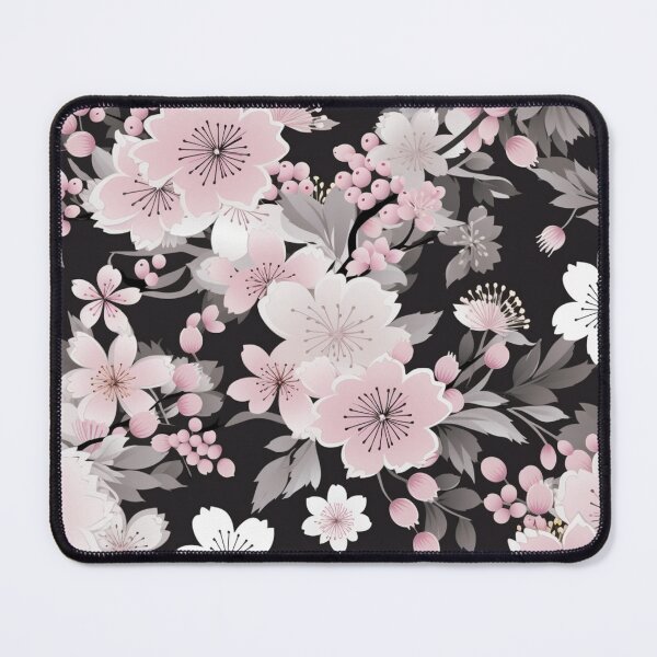 Item preview, Colorful fantasy pattern pink gray black flowers floral carpet cherry blossom Japan designed and sold by G-M-Designs.