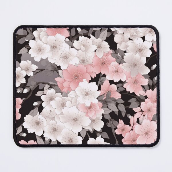Item preview, Colorful fantasy pattern pink gray black flowers floral carpet cherry blossom Japan designed and sold by G-M-Designs.