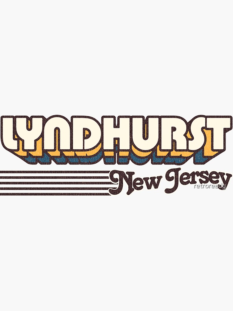 "Lyndhurst, New Jersey Retro Stripes" Sticker for Sale by retroready Redbubble