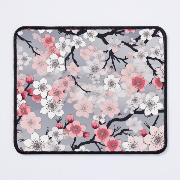 Item preview, Colorful fantasy pattern pink gray black flowers floral carpet cherry blossom Japan designed and sold by G-M-Designs.