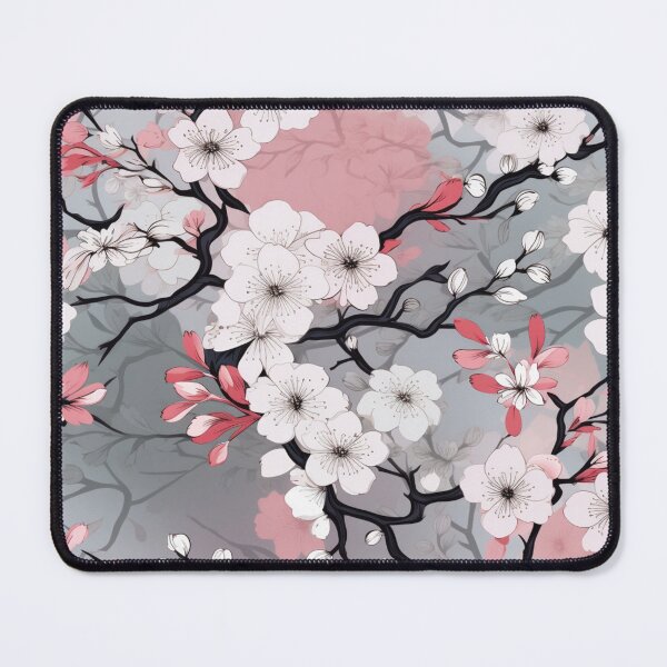Item preview, Colorful fantasy pattern pink gray black flowers floral carpet cherry blossom Japan designed and sold by G-M-Designs.