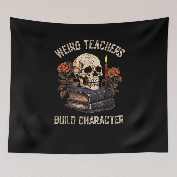 Item preview, Funny Skeleton Book Floral Skull Halloween Teacher Weird Teachers Build Character designed and sold by MissRasheedHam.