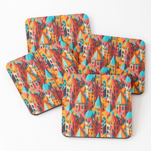 Item preview, Cartoon City Scape Multi Coloured Orange Pattern designed and sold by Theo-B.