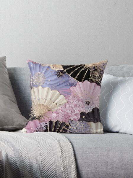 Item preview, Colorful fantasy pattern pink beige white purple black ornaments Japan fans designed and sold by G-M-Designs.