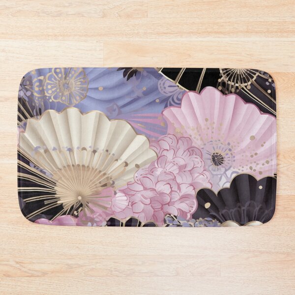 Item preview, Colorful fantasy pattern pink beige white purple black ornaments Japan fans designed and sold by G-M-Designs.