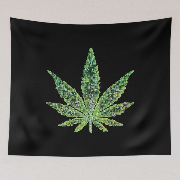 Item preview, Colorful marijuana leaf made of dots International Dot Day designed and sold by GalaxyGraffiti.