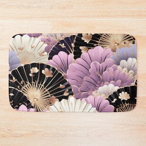 Item preview, Colorful fantasy pattern pink beige white purple gold black ornaments Japan fans designed and sold by G-M-Designs.