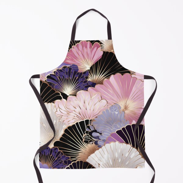 Aperçu de l'œuvre Motif fantaisie coloré rose beige blanc violet or noir ornements fans du Japon créée et vendue par G-M-Designs.