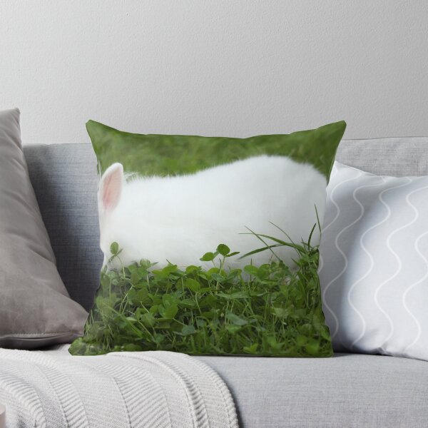 Item preview, dwarf white rabbit in green grass designed and sold by goceris.