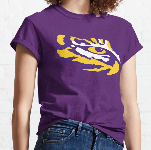 Women's Established & Co. Purple LSU Tigers Fashion Boxy Cropped Football Jersey Size: Large