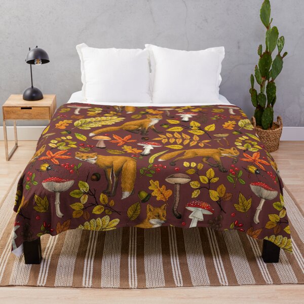 Item preview, Autumn foxes on chocolate brown designed and sold by Katerina Mitkova Kirilova.
