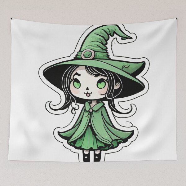 Item preview, Green Chibi Witch designed and sold by Printsalotl.