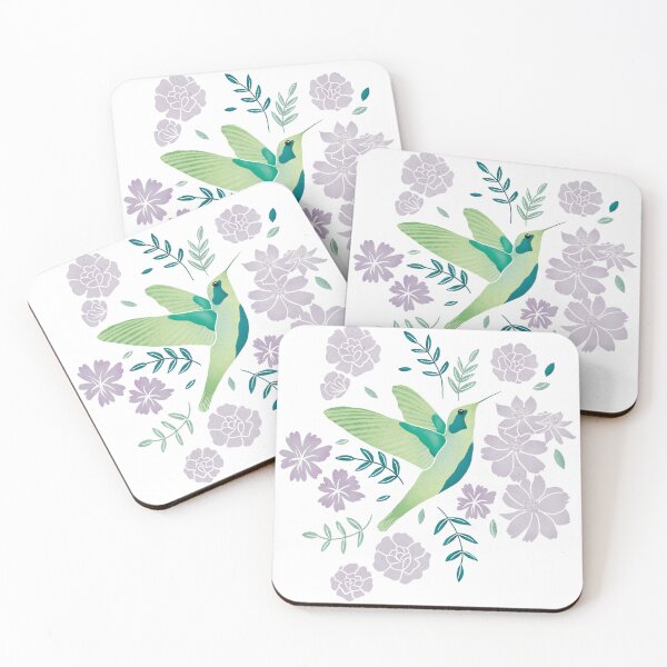 Item preview, Hummingbird and flowers - Pink / Green / Purple designed and sold by studio-lemplume.