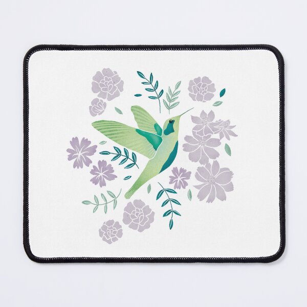 Item preview, Hummingbird and flowers - Pink / Green / Purple designed and sold by studio-lemplume.
