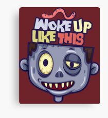 Funny Woke Up Like This Zombie Sleepy Head Halloween Canvas Print