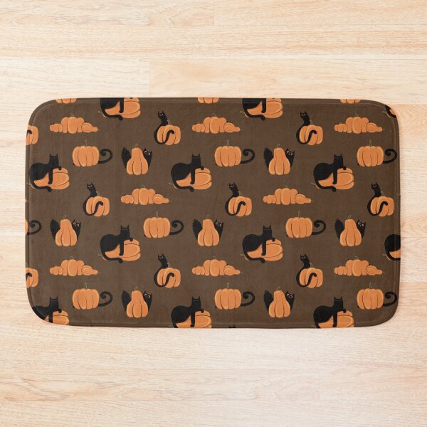 Item preview, Halloween Black Cats And Pumpkins On Brown Background Pattern designed and sold by Julia Sol.