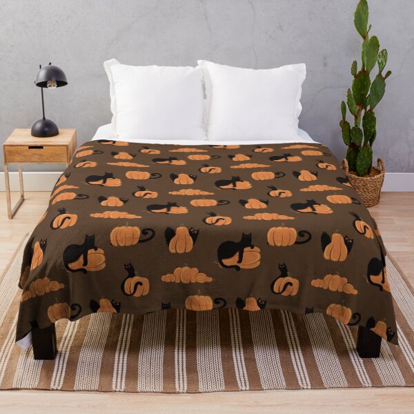 Item preview, Halloween Black Cats And Pumpkins On Brown Background Pattern designed and sold by Julia Sol.