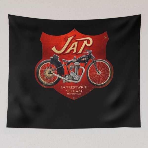 Item preview, Vintage Red JAP motorcycle shield designed and sold by ARMANSTEWART.