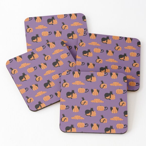 Item preview, Halloween Black Cats And Pumpkins On Purple Background Pattern designed and sold by Julia Sol.