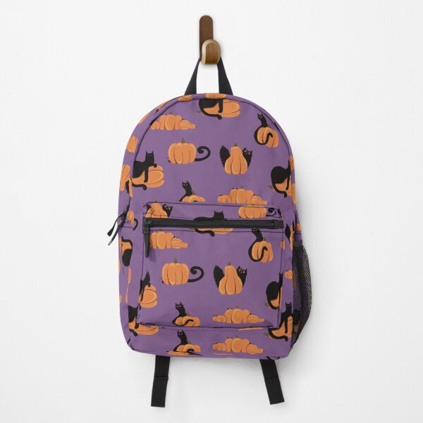 Item preview, Halloween Black Cats And Pumpkins On Purple Background Pattern designed and sold by Julia Sol.