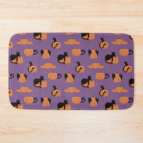 Item preview, Halloween Black Cats And Pumpkins On Purple Background Pattern designed and sold by Julia Sol.