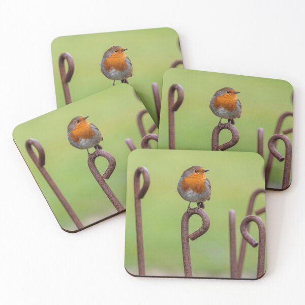 Item preview, Robin perching on a rusty metal stake designed and sold by bailey-cooper.