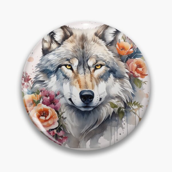 Item preview, wolf with flowers 2 designed and sold by SchokoGoth.