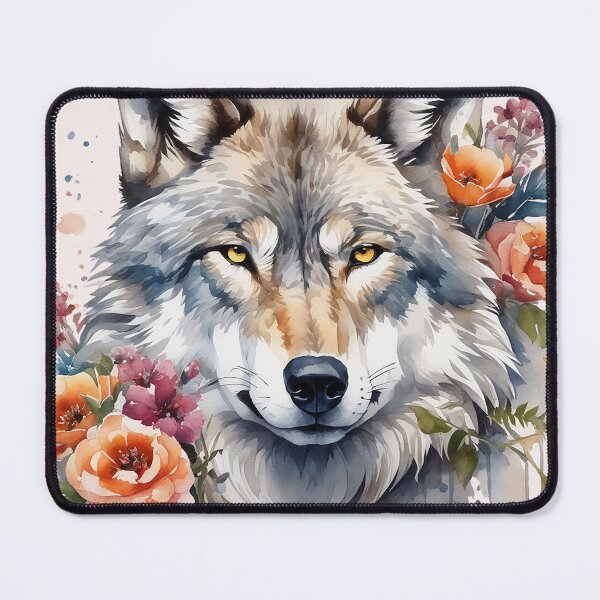 Item preview, wolf with flowers 2 designed and sold by SchokoGoth.