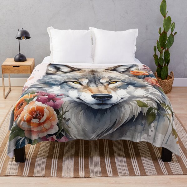 Item preview, wolf with flowers 2 designed and sold by SchokoGoth.