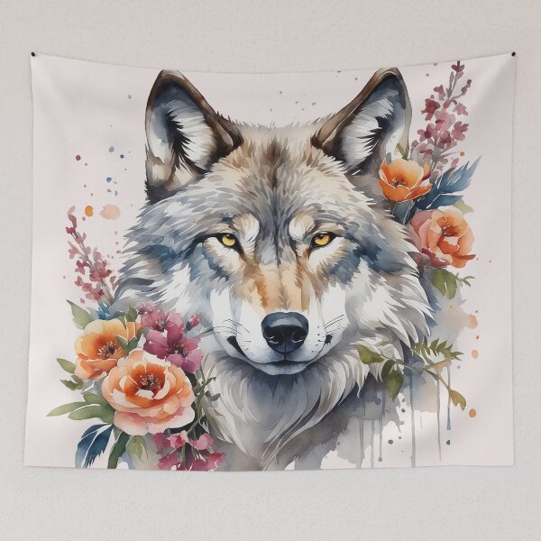 Item preview, wolf with flowers 2 designed and sold by SchokoGoth.