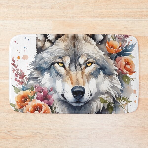Item preview, wolf with flowers 2 designed and sold by SchokoGoth.